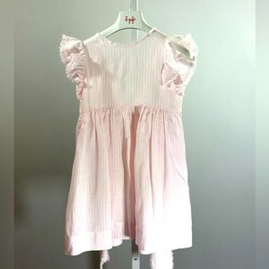 IL GUFO ITALY - Beautiful Flared Linen Dress in Pastel Pink and White Stripes